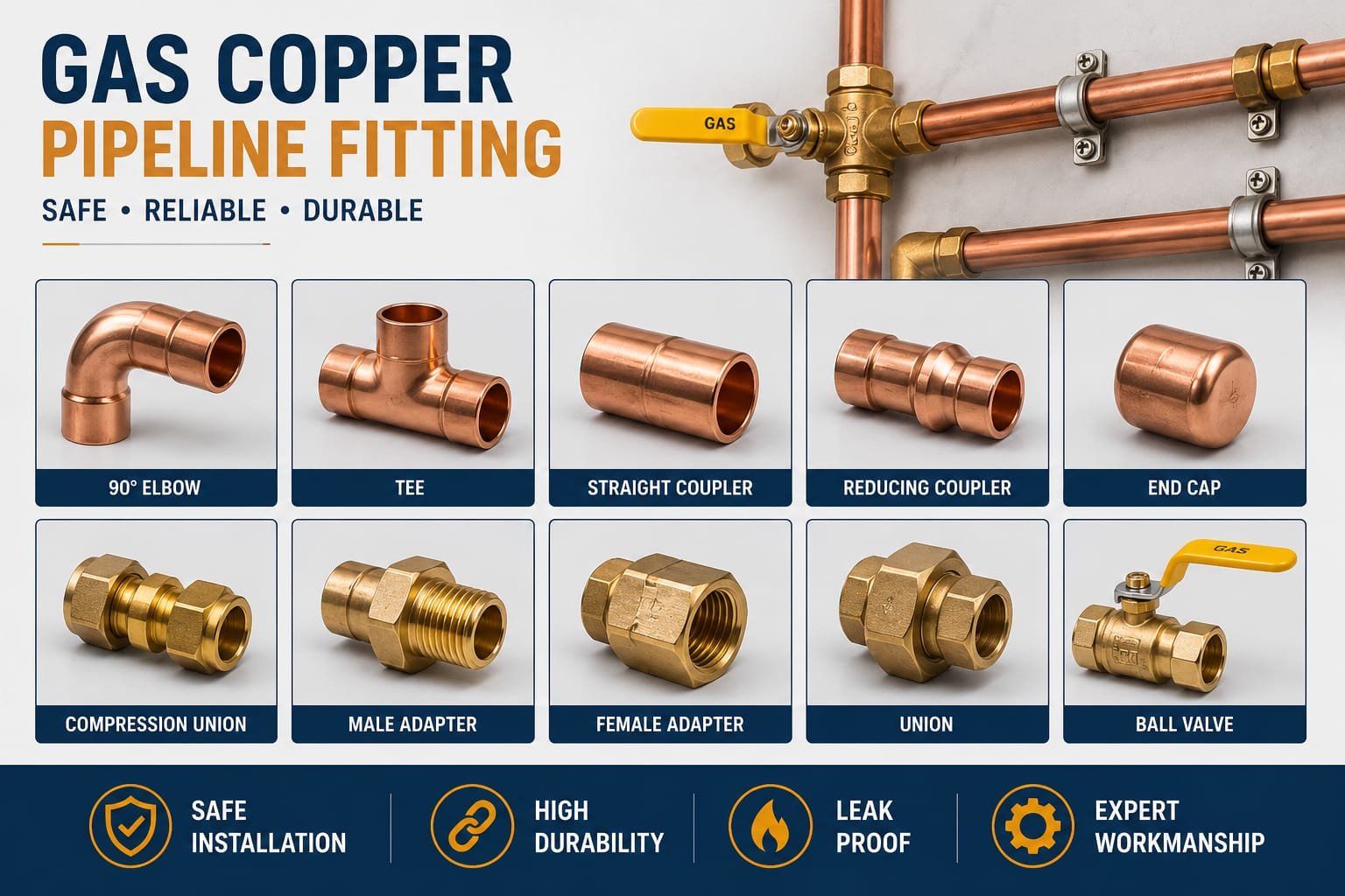 Gas Copper Pipeline Fittings